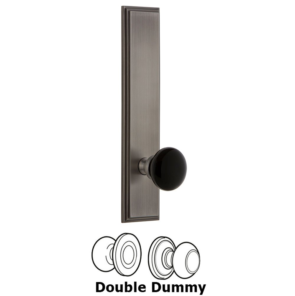 Double Dummy Carre Tall Plate with Black Coventry Porcelain Knob in Antique Pewter