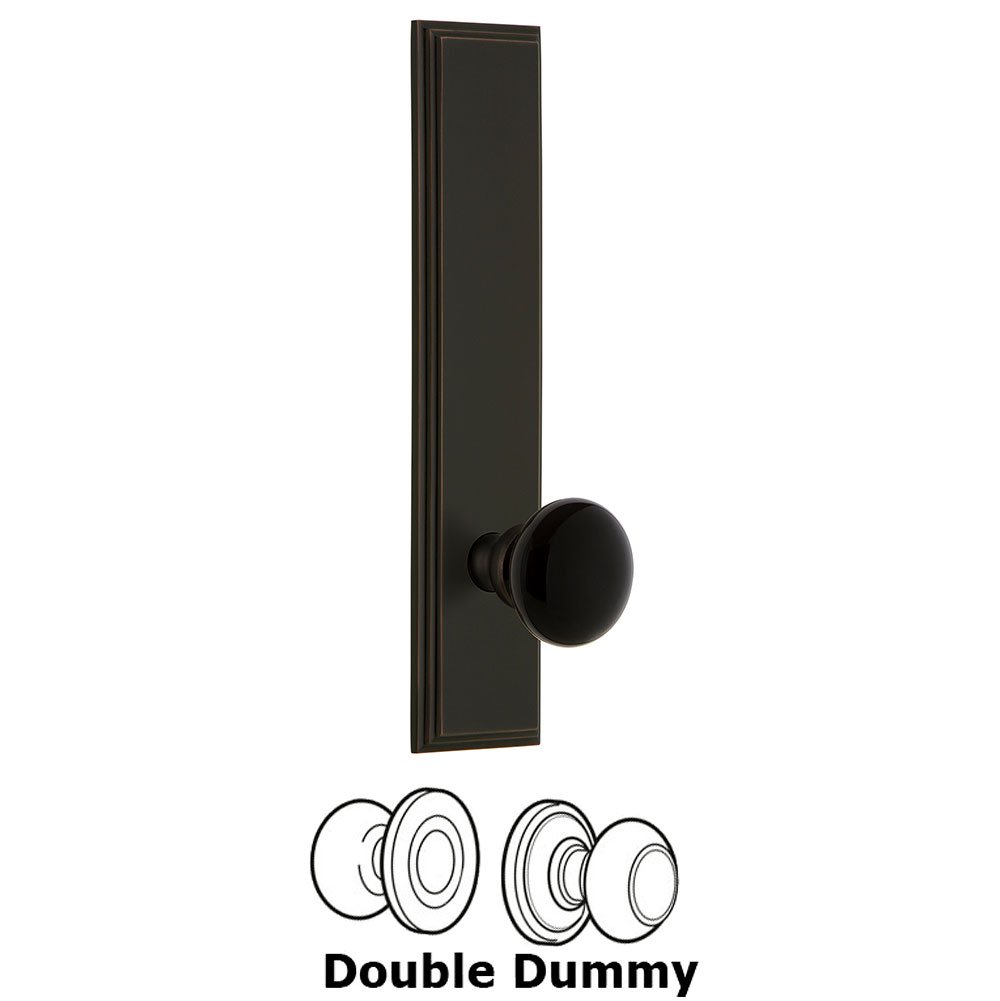 Double Dummy Carre Tall Plate with Black Coventry Porcelain Knob in Timeless Bronze