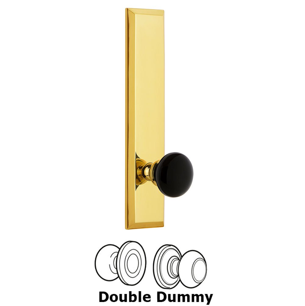 Double Dummy Fifth Avenue Tall with Black Coventry Porcelain Knob in Lifetime Brass