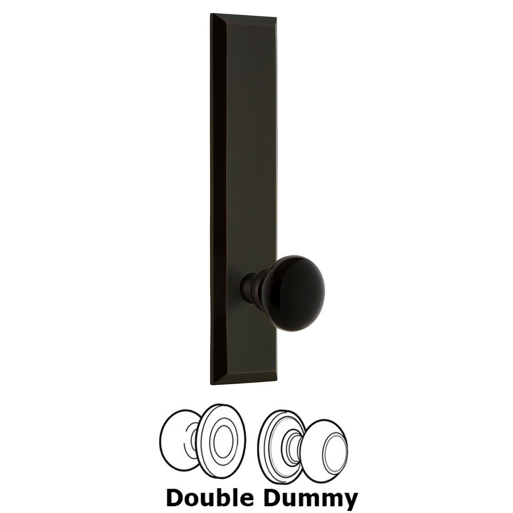 Double Dummy Fifth Avenue Tall with Black Coventry Porcelain Knob in Timeless Bronze