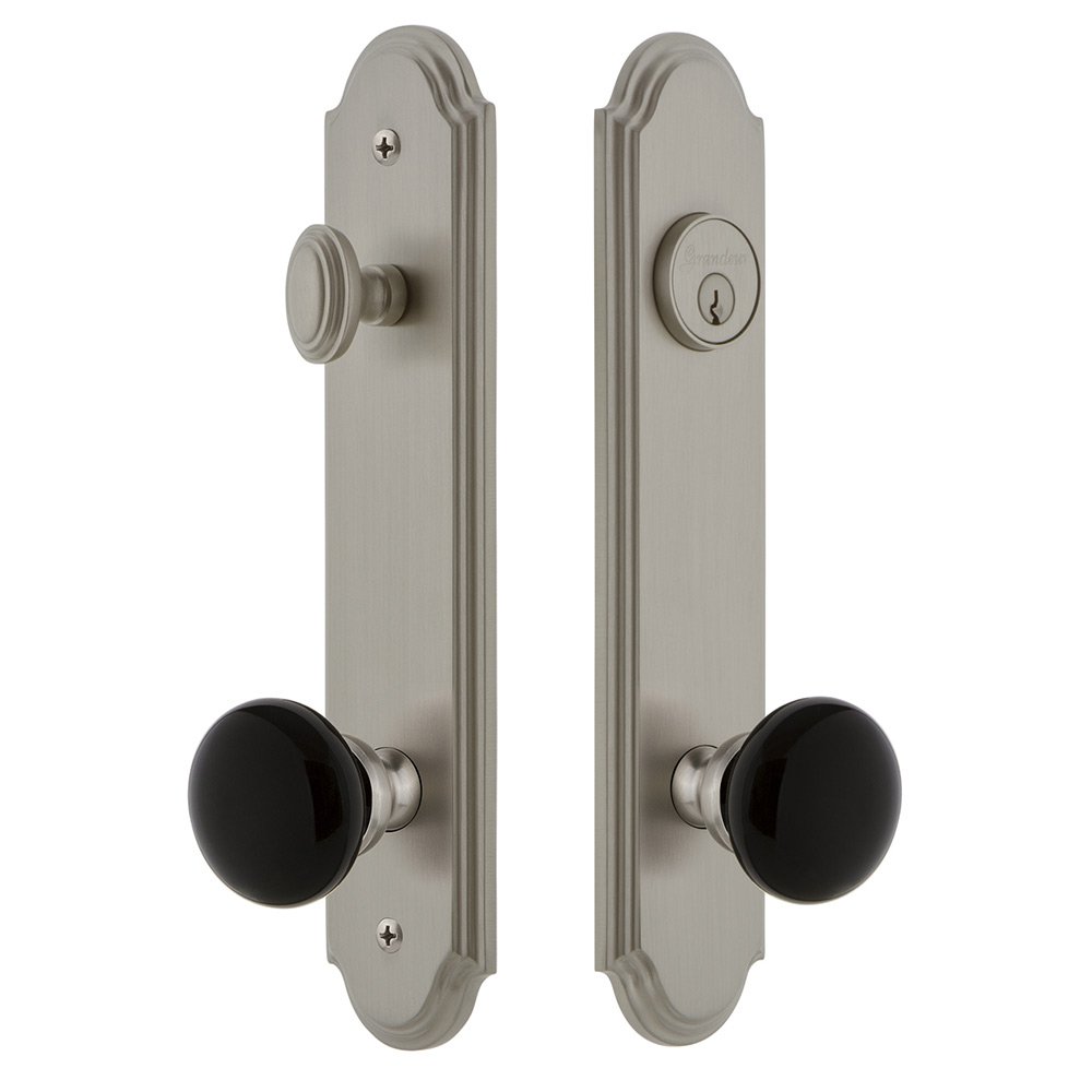 Arc Tall Plate Handleset with Coventry Knob in Satin Nickel