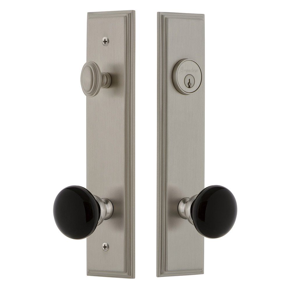 Tall Plate Complete Entry Set with Coventry Knob in Satin Nickel