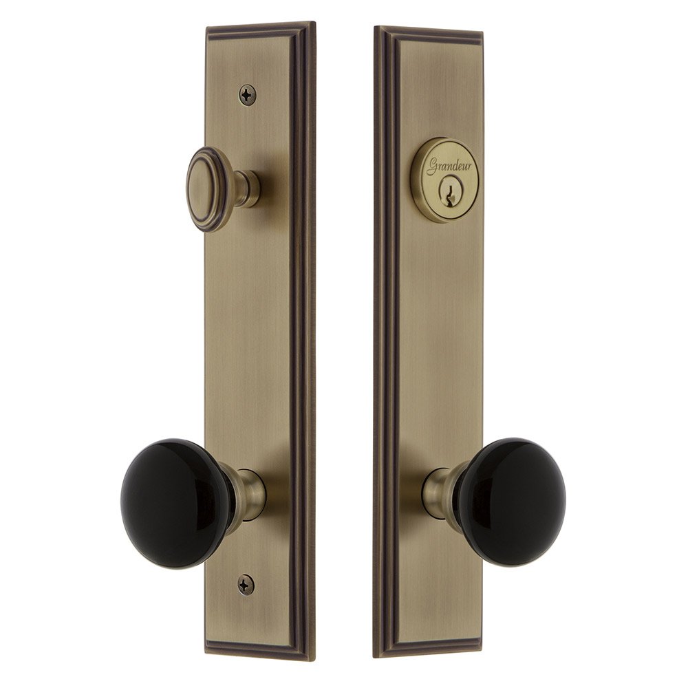 Tall Plate Complete Entry Set with Coventry Knob in Vintage Brass