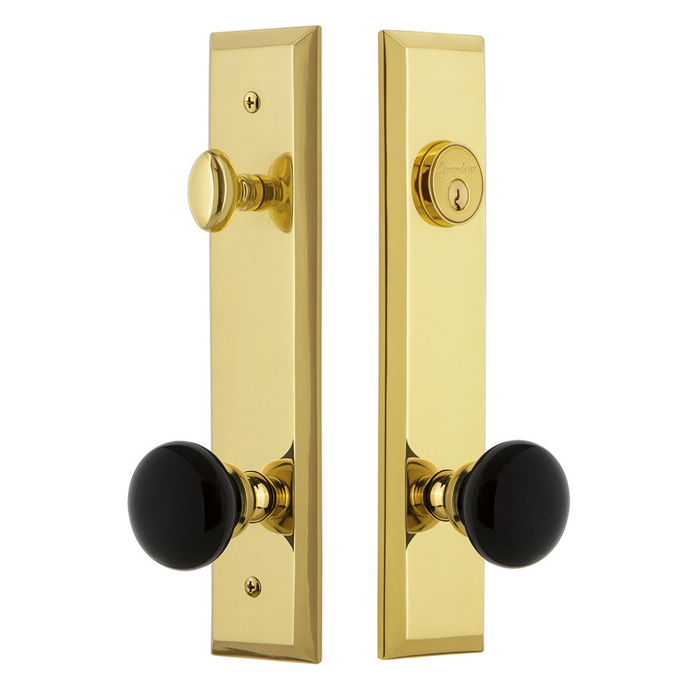 Tall Plate Complete Entry Set with Coventry Knob in Lifetime Brass