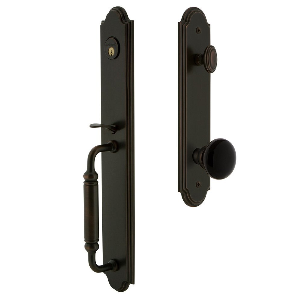 Arc One-Piece Handleset with C Grip and Coventry Knob in Timeless Bronze