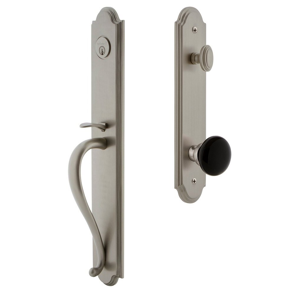 Arc One-Piece Handleset with S Grip and Coventry Knob in Satin Nickel