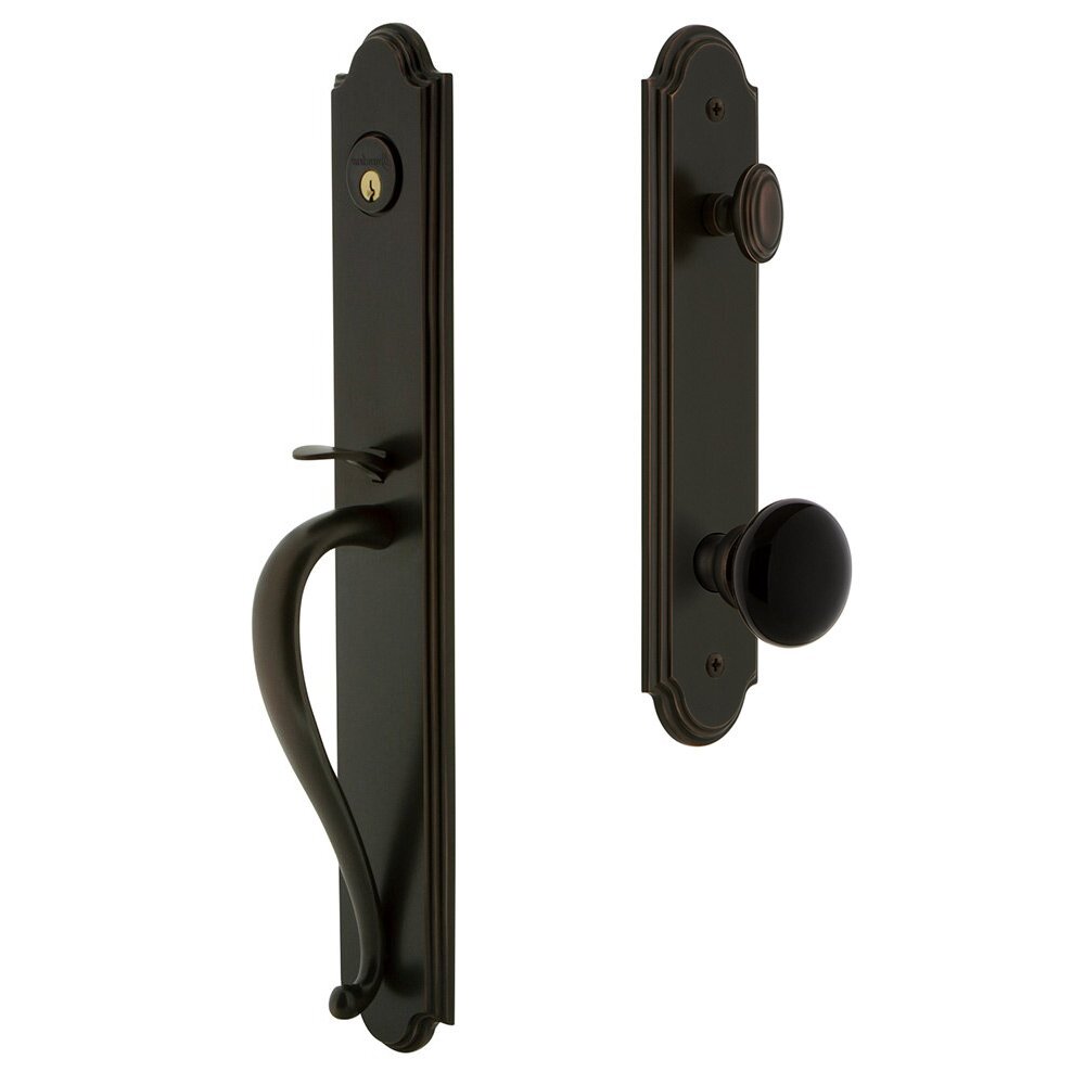 Arc One-Piece Handleset with S Grip and Coventry Knob in Timeless Bronze