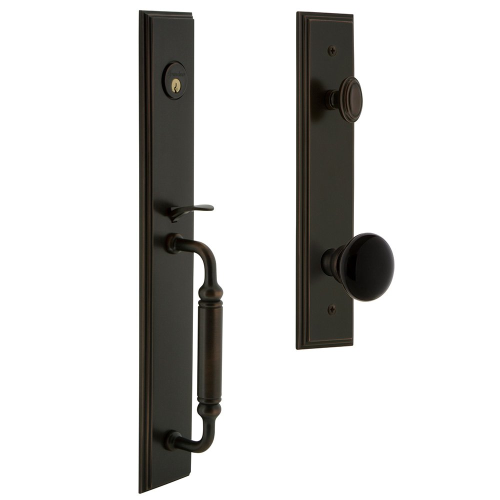 One-Piece Handleset with C Grip and Coventry Knob in Timeless Bronze