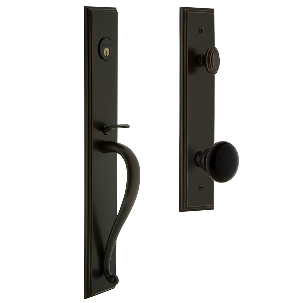 One-Piece Handleset with S Grip and Coventry Knob in Timeless Bronze