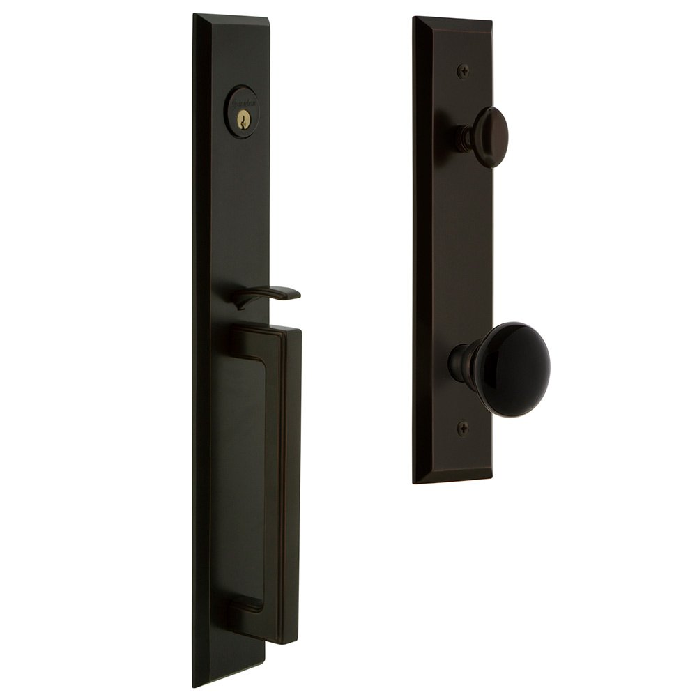 One-Piece Handleset with D Grip and Coventry Knob in Timeless Bronze