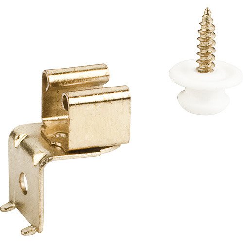 Button Catch, L Mount in Polished Brass