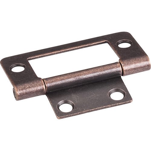 2" Fixed Pin Flat Back Non-mortise Hinge in Antique Copper