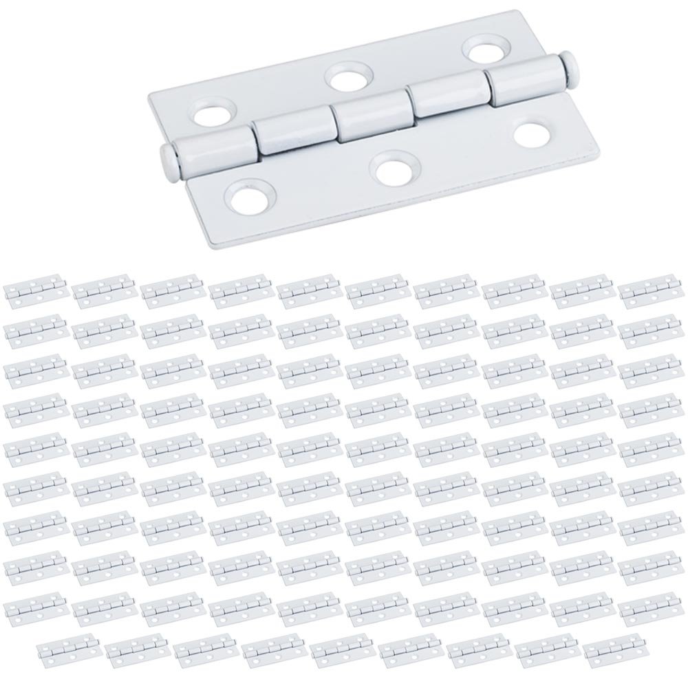 (100 PACK) 2-1/2" x 1-1/2" Swaged Butt Hinge in White