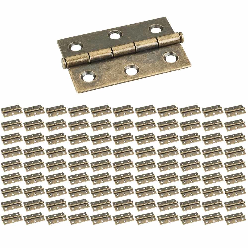 (100 PACK) 2-1/2" x 1-11/16" Butt Hinge in Brushed Antique Brass