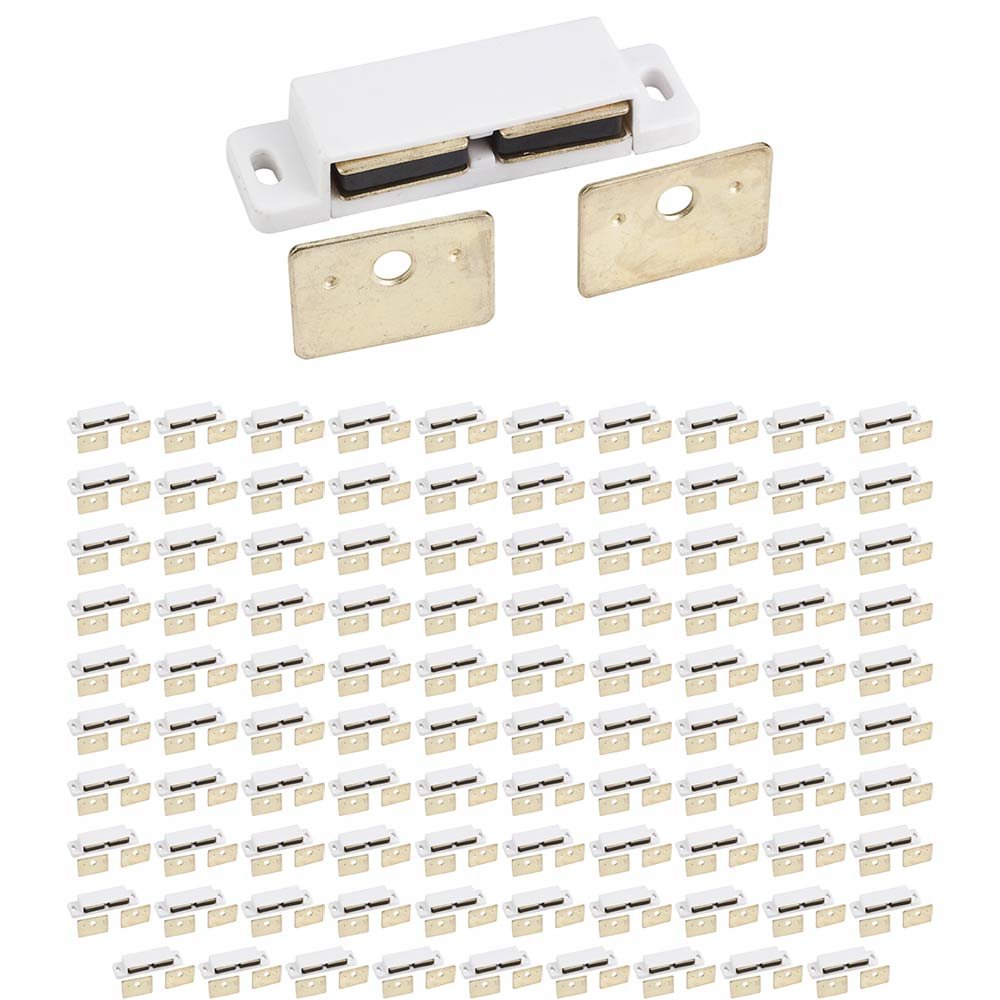 (100 PACK) Double Magnetic Catch 15 lb Pull Each Side in White