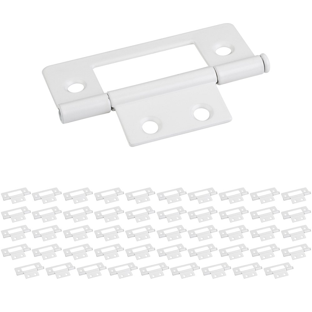 (50 PACK) 4 Hole 3" Loose Pin Non-mortise Hinge in Dull White