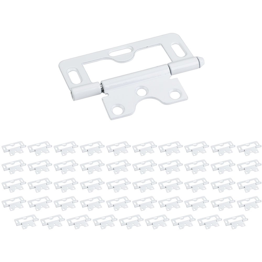 (50 PACK) 3" Loose Pin Swaged Hinge Non Mortise with 3 Slots in White