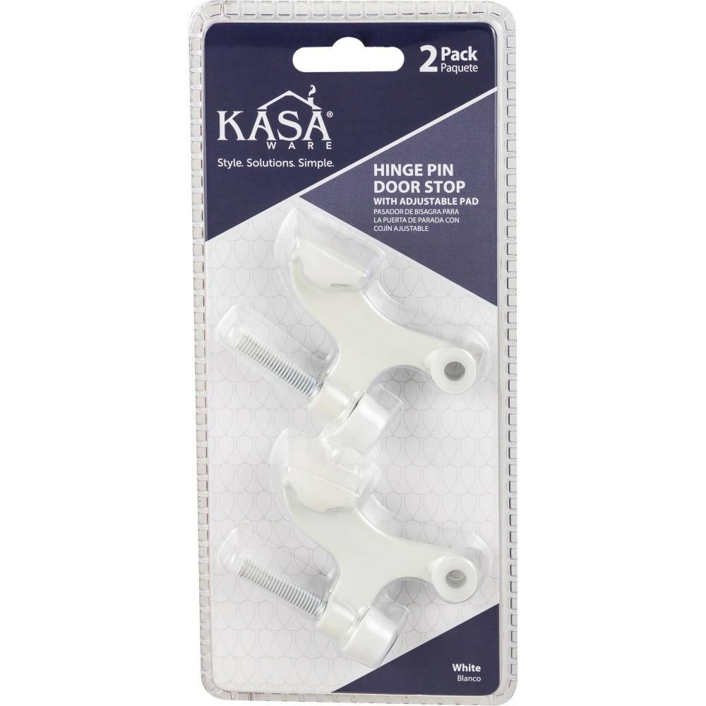 (2pc Pack) Hinge Pin Door Stops with Adjustable Pad in White