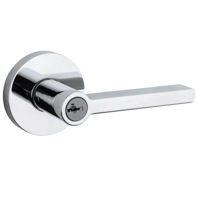 Halifax Keyed Entry Door Lever in Bright Chrome