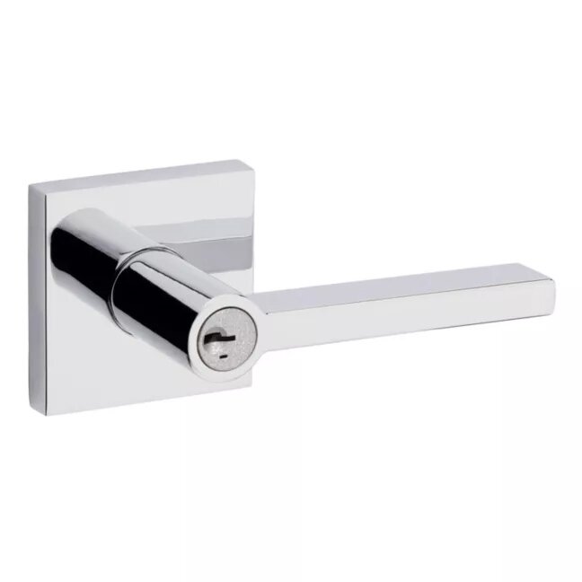 Halifax Keyed Entry Door Lever in Bright Chrome