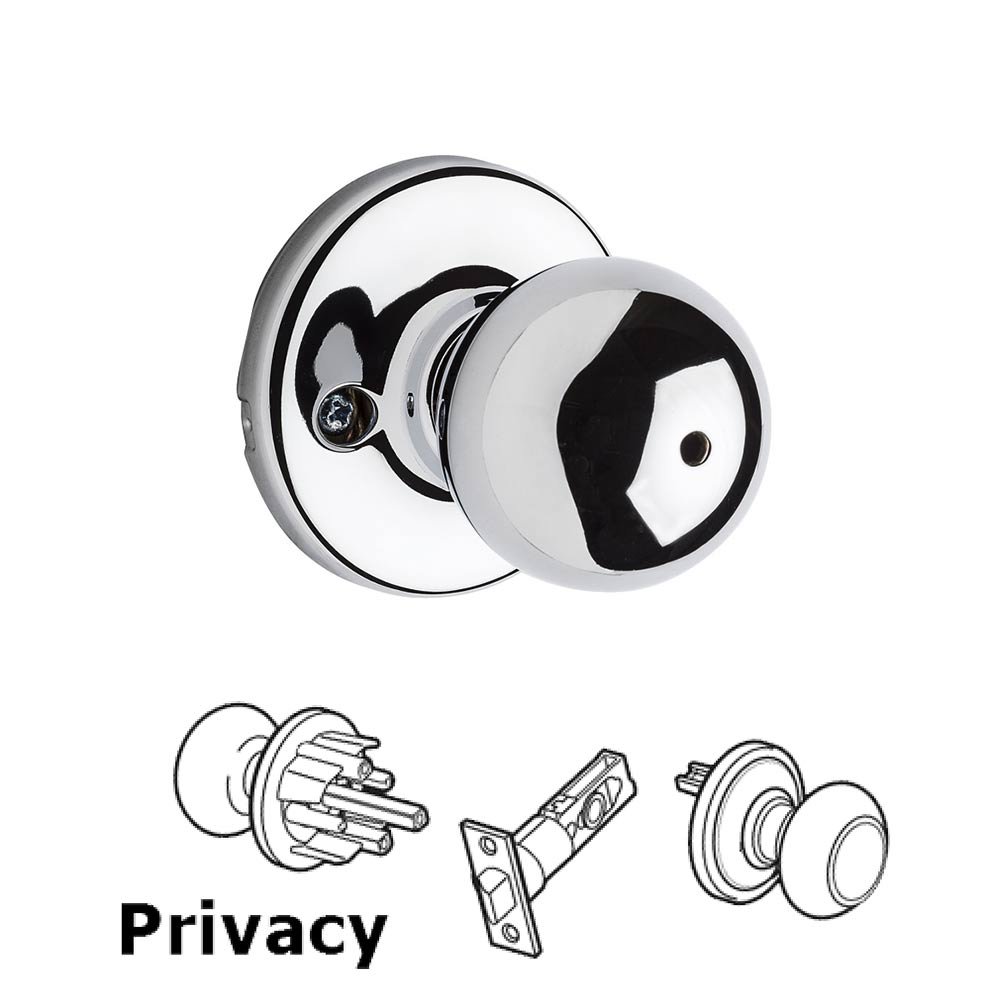 Polo Privacy Door Knob in Bright Chrome