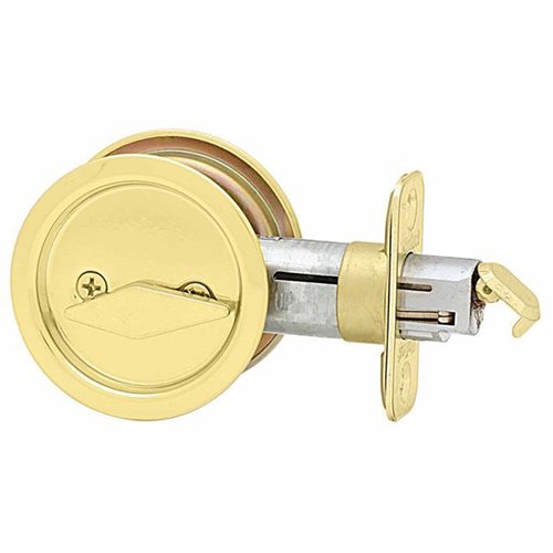 Pocket Door Locks Round Privacy Pocket Door Lock in Bright Brass