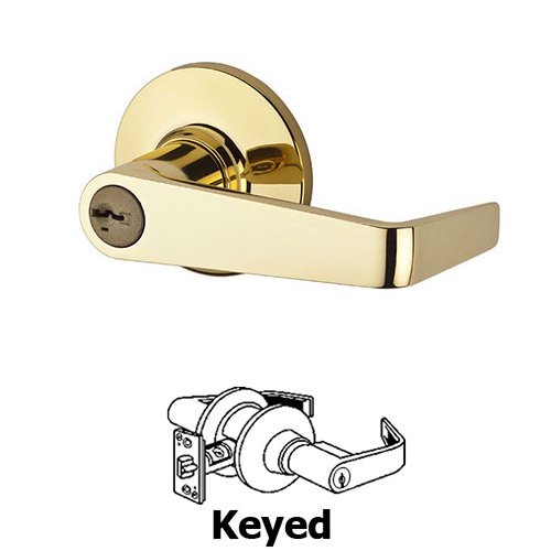 Light Commercial Carson Keyed Entry Door Lever in Bright Brass