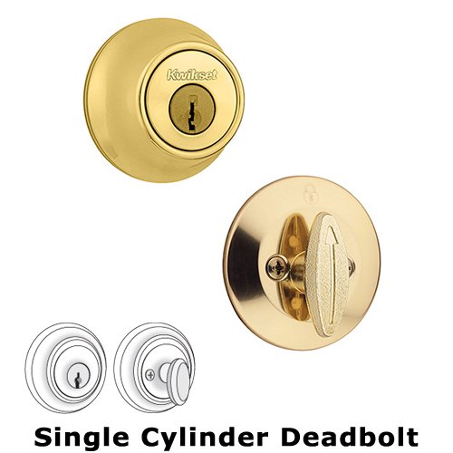 Single Cylinder Deadbolt in Bright Brass