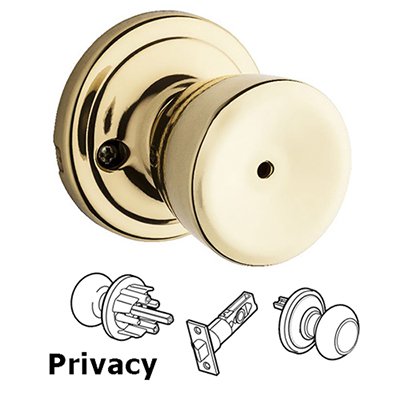 Abbey Privacy Door Knob in Bright Brass