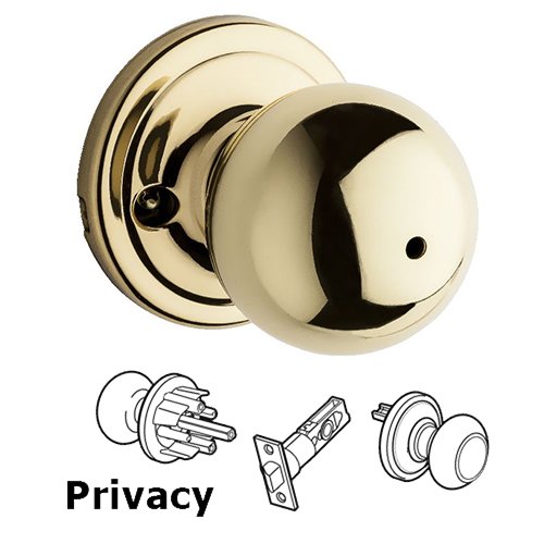 Circa Privacy Door Knob in Bright Brass
