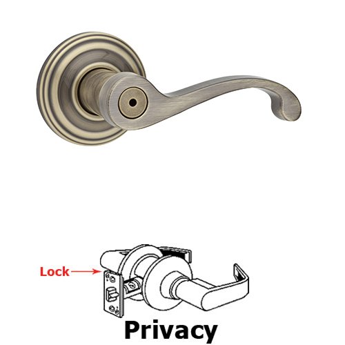 Commonwealth Privacy Door Lever in Antique Brass