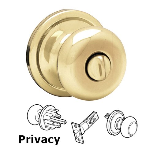 Hancock Privacy Door Knob in Bright Brass