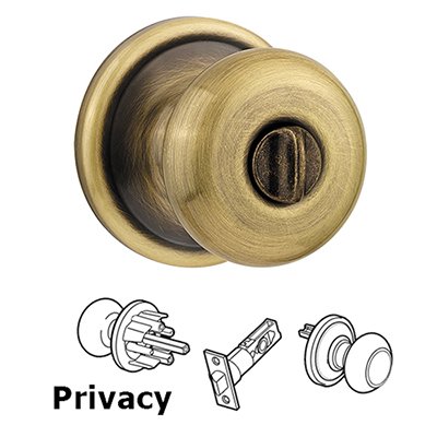Hancock Privacy Door Knob in Antique Brass