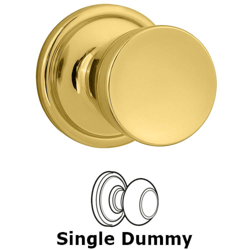 Abbey Single Dummy Door Knob in Bright Brass