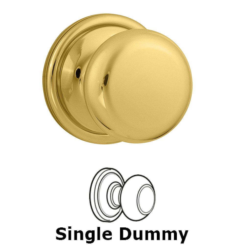 Hancock Single Dummy Door Knob in Bright Brass