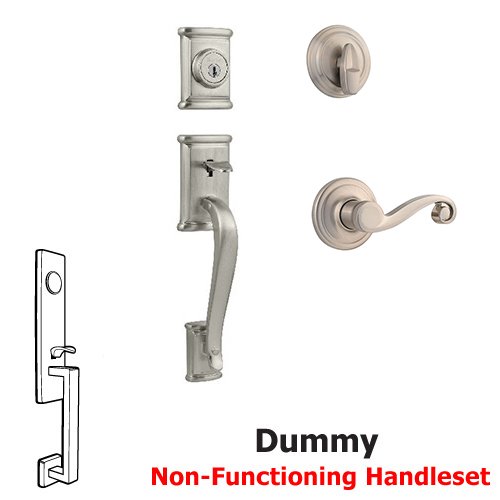 Ashfield Dummy Handleset In Lido Interior Active Handleset Trim Right Hand Door Lever & Single Cylinder Interior Trim Knob In Satin Nickel