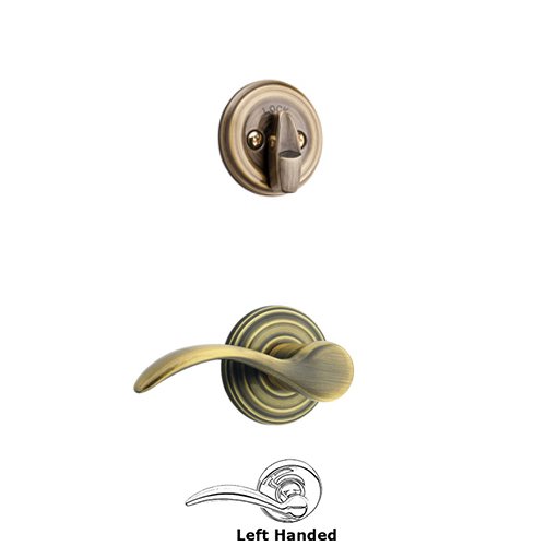 Pembroke Interior Active Handleset Trim Left Hand Door Lever & Single Cylinder Deadbolt In Antique Brass