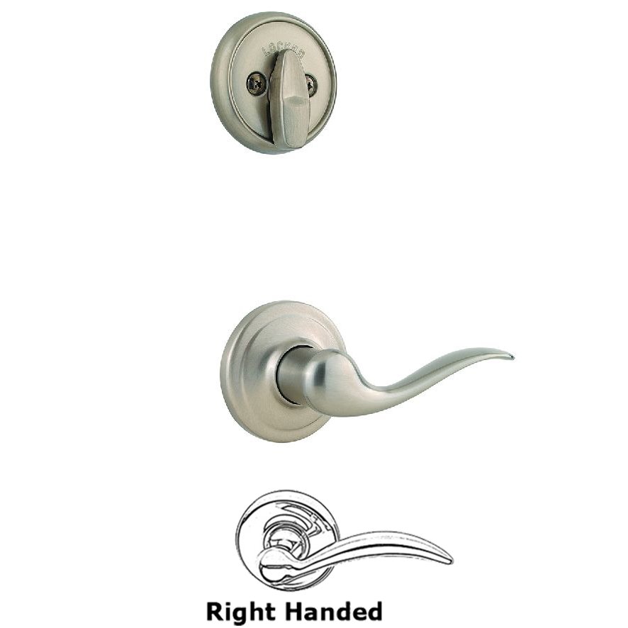 Tustin Interior Active Handleset Trim Right Hand Door Lever & Single Cylinder Deadbolt in Satin Nickel