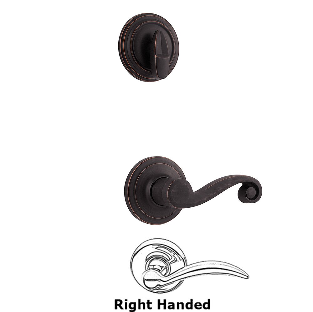 Lido Interior Active Handleset Trim Right Hand Door Lever & Single Cylinder Interior Trim Knob in Venetian Bronze