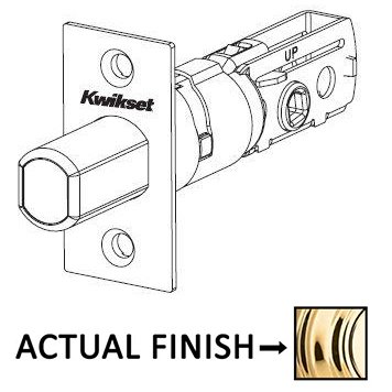 UL Square Corner Adjustable Deadbolt Latch for Kwikset Series Products in Bright Brass