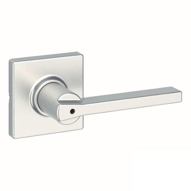 Privacy Casey Lever with Square Rose in Satin Nickel