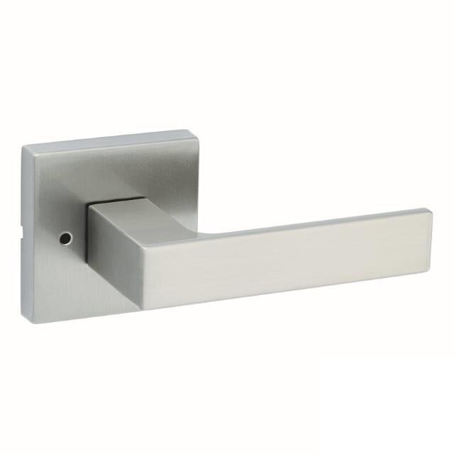 Privacy Singapore Lever with Square Rose in Satin Nickel