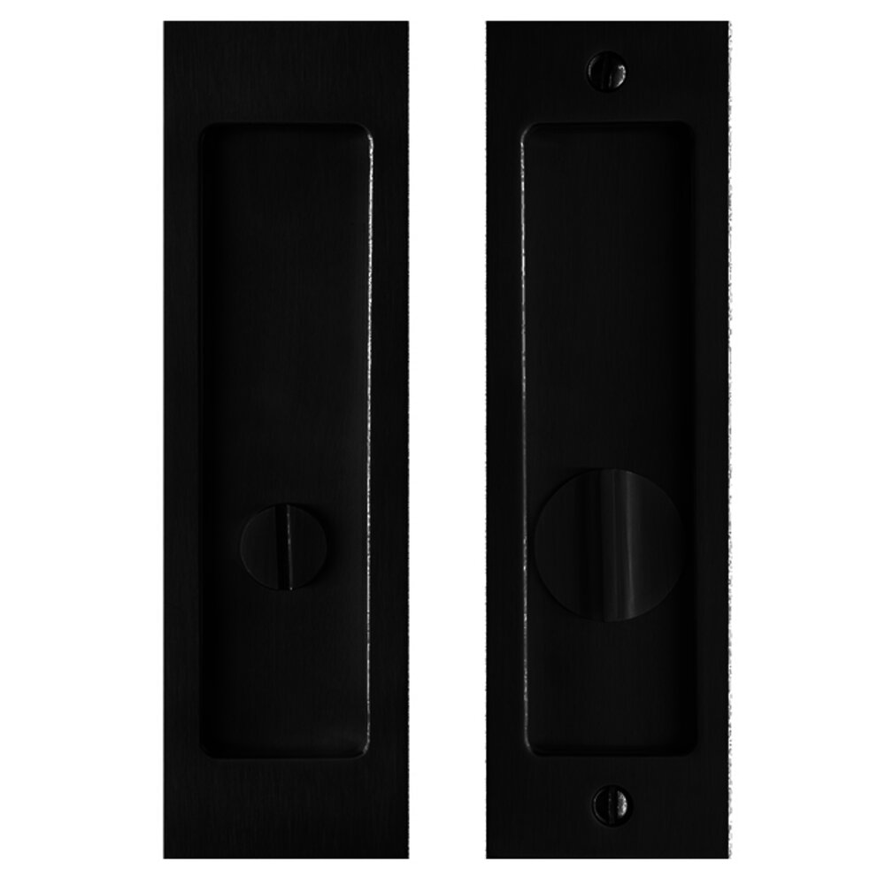 6 5/16" Rectangular Privacy Pocket Door Lock with Standard Turn Piece in Satin Black