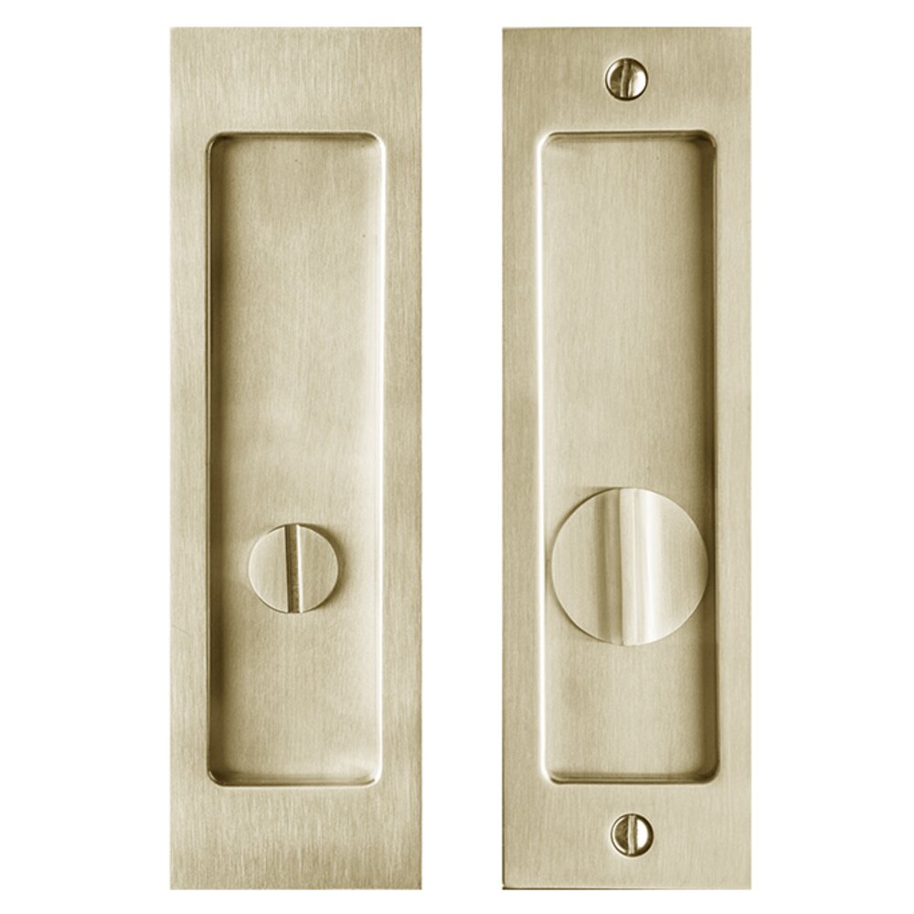 6 5/16" Rectangular Privacy Pocket Door Lock with Standard Turn Piece in Satin Brass