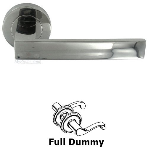 Sleek Squared Handle with Round Rose Full Dummy Left Handed Door Lever in Polished Stainless Steel