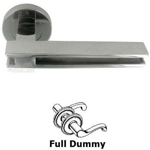 Open Handle with Round Rose Full Dummy Right Handed Door Lever in Polished Stainless Steel