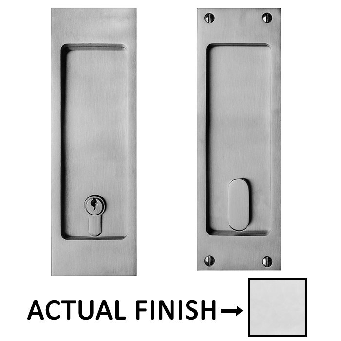 8 1/4" Square Keyed Entry Pocket Door Lock in Polished Stainless Steel