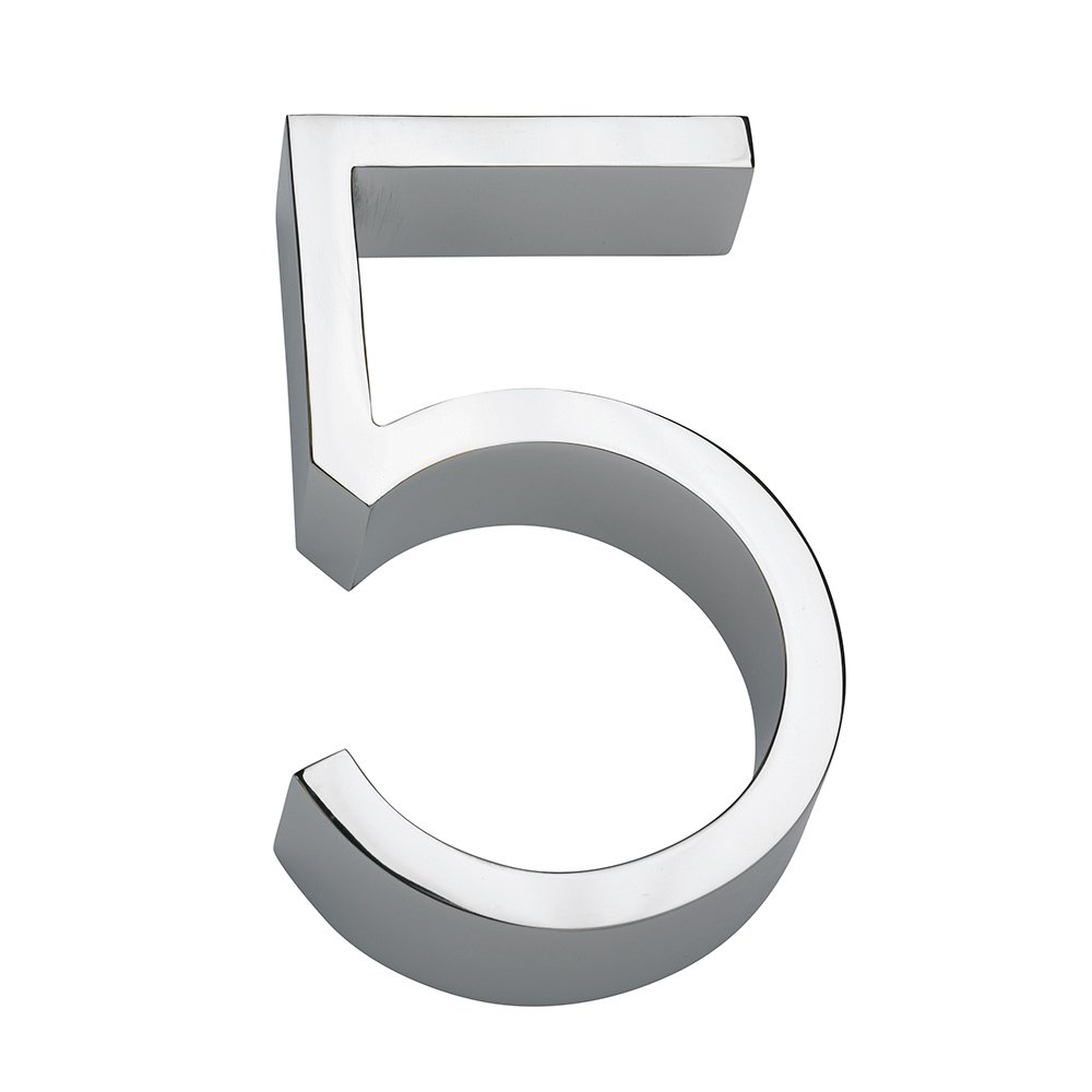 #5 House Number in Satin Stainless Steel