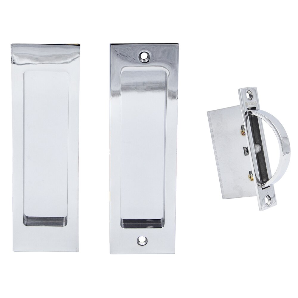 6 5/16" Rectangular Passage Pocket Door Set with Edge Pull in Polished Stainless Steel