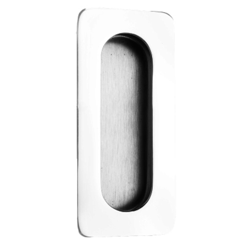 4" Rectangular with Oblong Cut-Out Recessed Pull in Polished Stainless Steel
